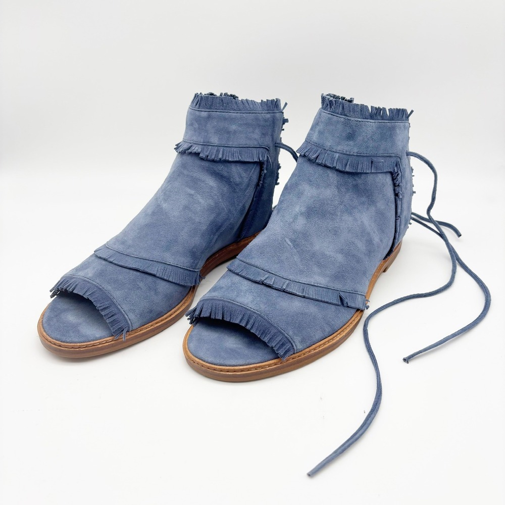 Silent D Neesham Blue Suede Fringe Sandals Size 39